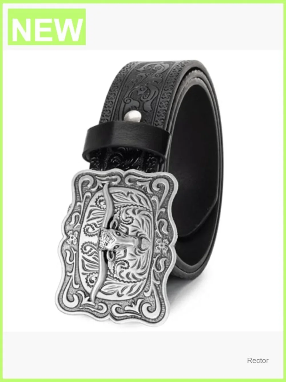 Vintage Western Belt with Longhorn Buckle for Jeans